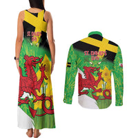 Wales Saint David's Day Couples Matching Tank Maxi Dress and Long Sleeve Button Shirt Welsh Dragon Dydd Gwyl Dewi Hapus!