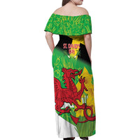 Wales Saint David's Day Family Matching Off Shoulder Maxi Dress and Hawaiian Shirt Welsh Dragon Dydd Gwyl Dewi Hapus!