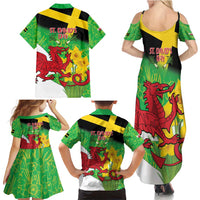 Wales Saint David's Day Family Matching Summer Maxi Dress and Hawaiian Shirt Welsh Dragon Dydd Gwyl Dewi Hapus!