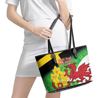 Wales Saint David's Day Leather Tote Bag Welsh Dragon Dydd Gwyl Dewi Hapus!