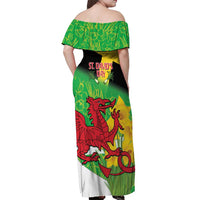Wales Saint David's Day Off Shoulder Maxi Dress Welsh Dragon Dydd Gwyl Dewi Hapus!