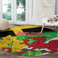 Wales Saint David's Day Round Carpet Welsh Dragon Dydd Gwyl Dewi Hapus!