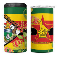 Zimbabwe Independence Day 4 in 1 Can Cooler Tumbler Happy 45 Years Of Independence
