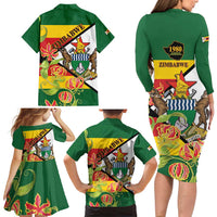 Zimbabwe Independence Day Family Matching Long Sleeve Bodycon Dress and Hawaiian Shirt Happy 45 Years Of Independence