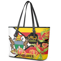 Zimbabwe Independence Day Leather Tote Bag Happy 45 Years Of Independence