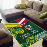 Custom Lebanon And Australia Rugby Area Rug Aussie Kangaroos Lebanese Cedars