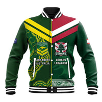 Custom Lebanon And Australia Rugby Baseball Jacket Aussie Kangaroos Lebanese Cedars