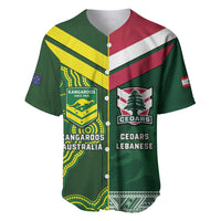 Custom Lebanon And Australia Rugby Baseball Jersey Aussie Kangaroos Lebanese Cedars