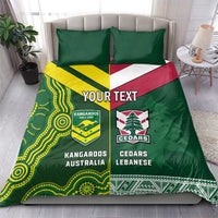 Custom Lebanon And Australia Rugby Bedding Set Aussie Kangaroos Lebanese Cedars