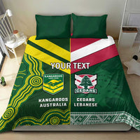 Custom Lebanon And Australia Rugby Bedding Set Aussie Kangaroos Lebanese Cedars