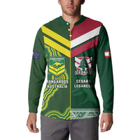 Custom Lebanon And Australia Rugby Button Sweatshirt Aussie Kangaroos Lebanese Cedars