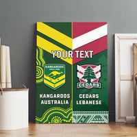 Custom Lebanon And Australia Rugby Canvas Wall Art Aussie Kangaroos Lebanese Cedars