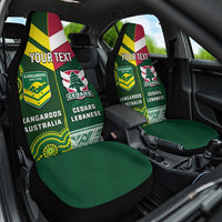 Custom Lebanon And Australia Rugby Car Seat Cover Aussie Kangaroos Lebanese Cedars