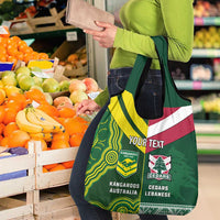 Custom Lebanon And Australia Rugby Grocery Bag Aussie Kangaroos Lebanese Cedars