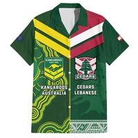 Custom Lebanon And Australia Rugby Hawaiian Shirt Aussie Kangaroos Lebanese Cedars