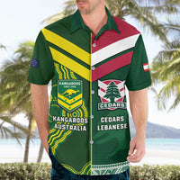 Custom Lebanon And Australia Rugby Hawaiian Shirt Aussie Kangaroos Lebanese Cedars