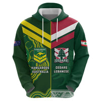 Custom Lebanon And Australia Rugby Hoodie Aussie Kangaroos Lebanese Cedars