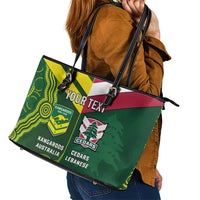 Custom Lebanon And Australia Rugby Leather Tote Bag Aussie Kangaroos Lebanese Cedars