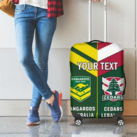 Custom Lebanon And Australia Rugby Luggage Cover Aussie Kangaroos Lebanese Cedars