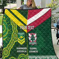 Custom Lebanon And Australia Rugby Quilt Aussie Kangaroos Lebanese Cedars