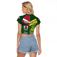 Custom Lebanon And Australia Rugby Raglan Cropped T Shirt Aussie Kangaroos Lebanese Cedars