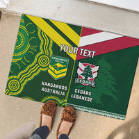 Custom Lebanon And Australia Rugby Rubber Doormat Aussie Kangaroos Lebanese Cedars