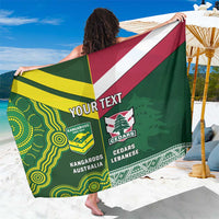 Custom Lebanon And Australia Rugby Sarong Aussie Kangaroos Lebanese Cedars