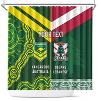Custom Lebanon And Australia Rugby Shower Curtain Aussie Kangaroos Lebanese Cedars