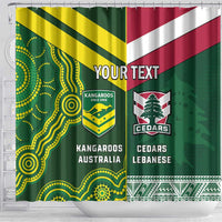 Custom Lebanon And Australia Rugby Shower Curtain Aussie Kangaroos Lebanese Cedars