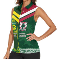 Custom Lebanon And Australia Rugby Women Sleeveless Polo Shirt Aussie Kangaroos Lebanese Cedars