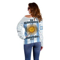Argentina Football 2022 Off Shoulder Sweater Vamos La Albiceleste LT14