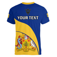 Personalised Barbados Women V Neck T Shirt Barbadian Coat Of Arms - Wonder Print Shop
