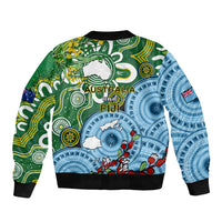 Australia And Fiji Sleeve Zip Bomber Jacket Aboriginal Mix Fijian Tapa Unique Style - Wonder Print Shop