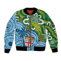 Personalised Australia And Fiji Bomber Jacket Aboriginal Mix Fijian Tapa Unique Style - Wonder Print Shop