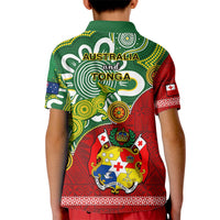 Australia And Tonga Polo Shirt for Kid Aboriginal Mix Tongan Ngatu Unique Style - Wonder Print Shop