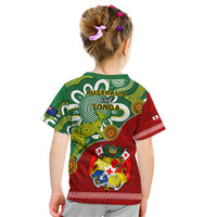 Australia And Tonga Kid T Shirt Aboriginal Mix Tongan Ngatu Unique Style - Wonder Print Shop