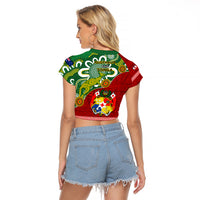 Australia And Tonga Raglan Cropped T Shirt Aboriginal Mix Tongan Ngatu Unique Style - Wonder Print Shop