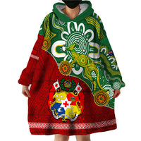 Australia And Tonga Wearable Blanket Hoodie Aboriginal Mix Tongan Ngatu Unique Style - Wonder Print Shop