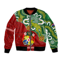 Personalised Australia And Tonga Bomber Jacket Aboriginal Mix Tongan Ngatu Unique Style - Wonder Print Shop