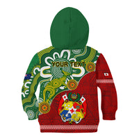 Personalised Australia And Tonga Kid Hoodie Aboriginal Mix Tongan Ngatu Unique Style - Wonder Print Shop
