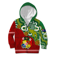 Personalised Australia And Tonga Kid Hoodie Aboriginal Mix Tongan Ngatu Unique Style - Wonder Print Shop