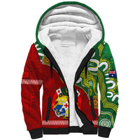 Personalised Australia And Tonga Sherpa Hoodie Aboriginal Mix Tongan Ngatu Unique Style - Wonder Print Shop