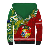 Personalised Australia And Tonga Sherpa Hoodie Aboriginal Mix Tongan Ngatu Unique Style - Wonder Print Shop