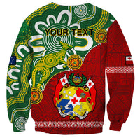 Personalised Australia And Tonga Sweatshirt Aboriginal Mix Tongan Ngatu Unique Style - Wonder Print Shop