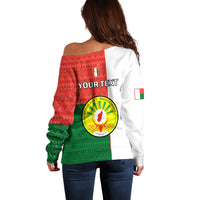 Personalised 26 June Madagascar Independence Day Off Shoulder Sweater Madagasikara African Pattern - Wonder Print Shop