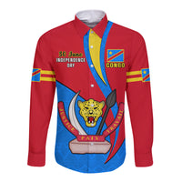 Personalised 30 June Democratic Republic of the Congo Independence Day Long Sleeve Button Shirt Happy 63rd Anniversary - Wonder Print Shop