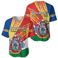 29 June Seychelles Independence Day Baseball Jersey Flag Style - Wonder Print Shop
