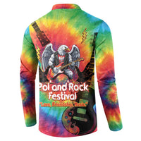 Rock Festival Poland Button Sweatshirt Polska Eagle Mascot Tie Dye Vibes - Wonder Print Shop