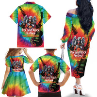 Rock Festival Poland Family Matching Off The Shoulder Long Sleeve Dress and Hawaiian Shirt Polska Eagle Mascot Tie Dye Vibes - Wonder Print Shop