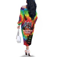 Rock Festival Poland Family Matching Off The Shoulder Long Sleeve Dress and Hawaiian Shirt Polska Eagle Mascot Tie Dye Vibes - Wonder Print Shop